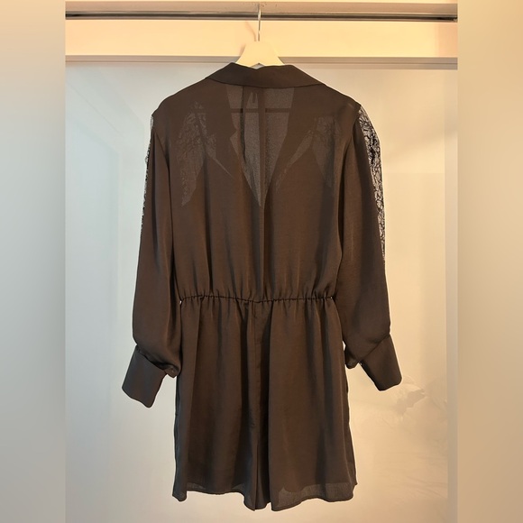 Maje Black Lace Sleeve Jumpsuit
